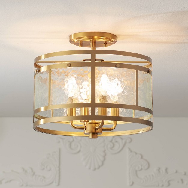 Wide Gold 4 light Water Glass Drum Shade For Bedroom Kitchen House