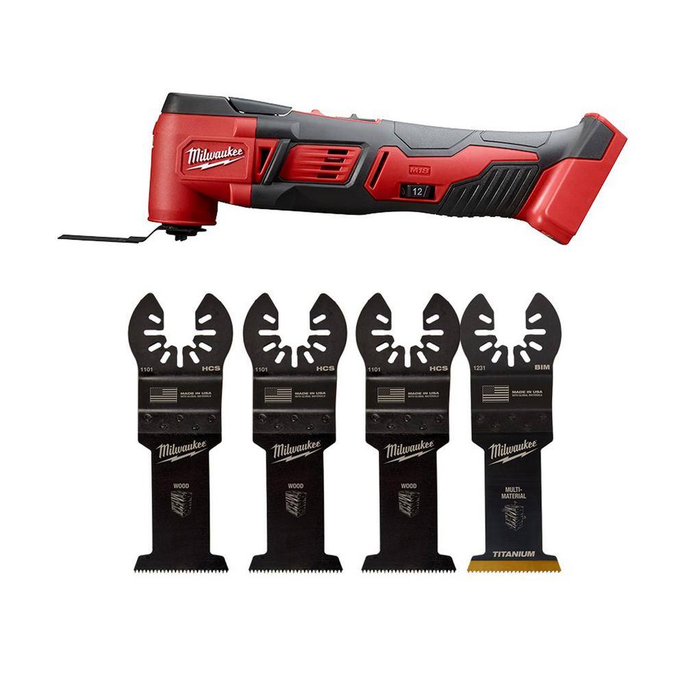 MW M18 18V Lithium-Ion Cordless Oscillating Multi-Tool (Tool-Only) with 1-38 in. Multi-Tool Blade Set (4-Piece) 2626-20-49-25-1103W