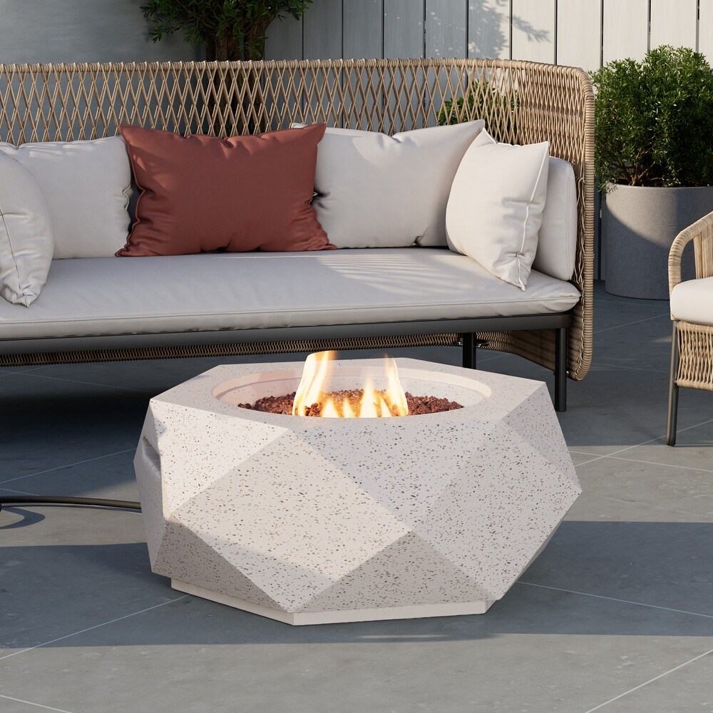 Hexagonal Terrazzo Outdoor Firepit Table