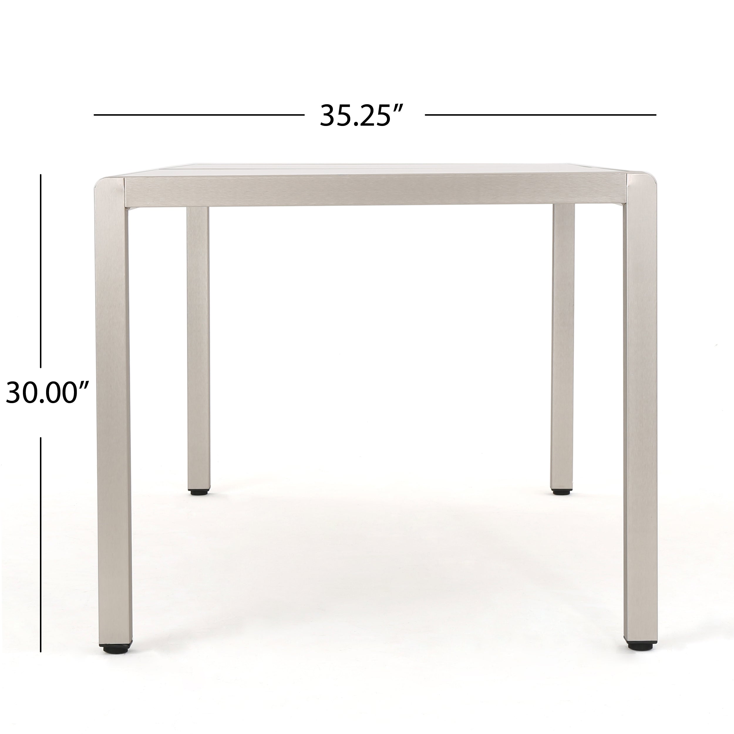 Coral Bay Outdoor Grey Aluminum Dining Table with Tempered Glass Top