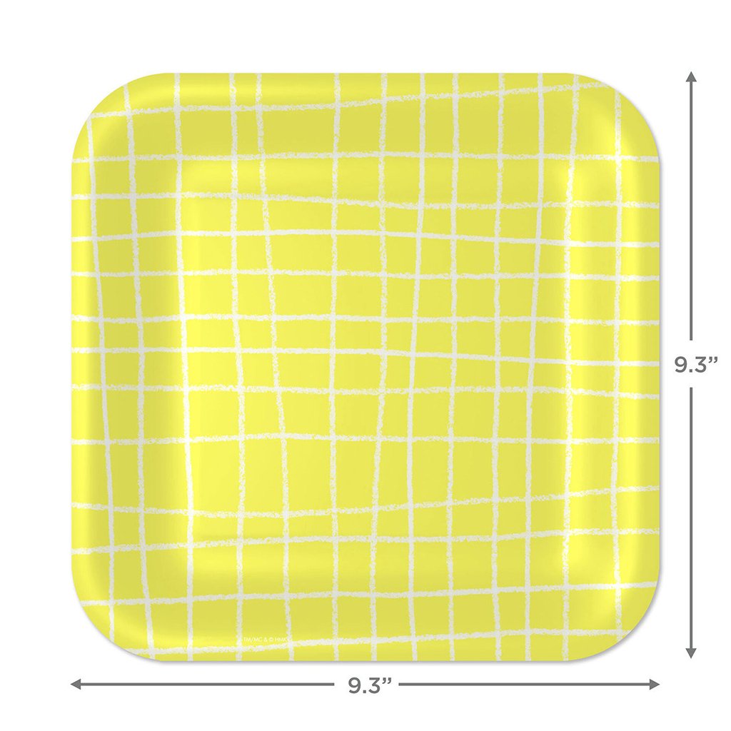 Hallmark  Yellow Grid Square Dinner Plates, Set of 8