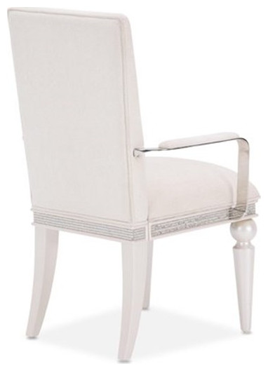 Michael Amini Glimmering Heights 19.75 quotWood Dining Arm Chair Ivory (Set of 2)   Traditional   Dining Chairs   by Homesquare  Houzz