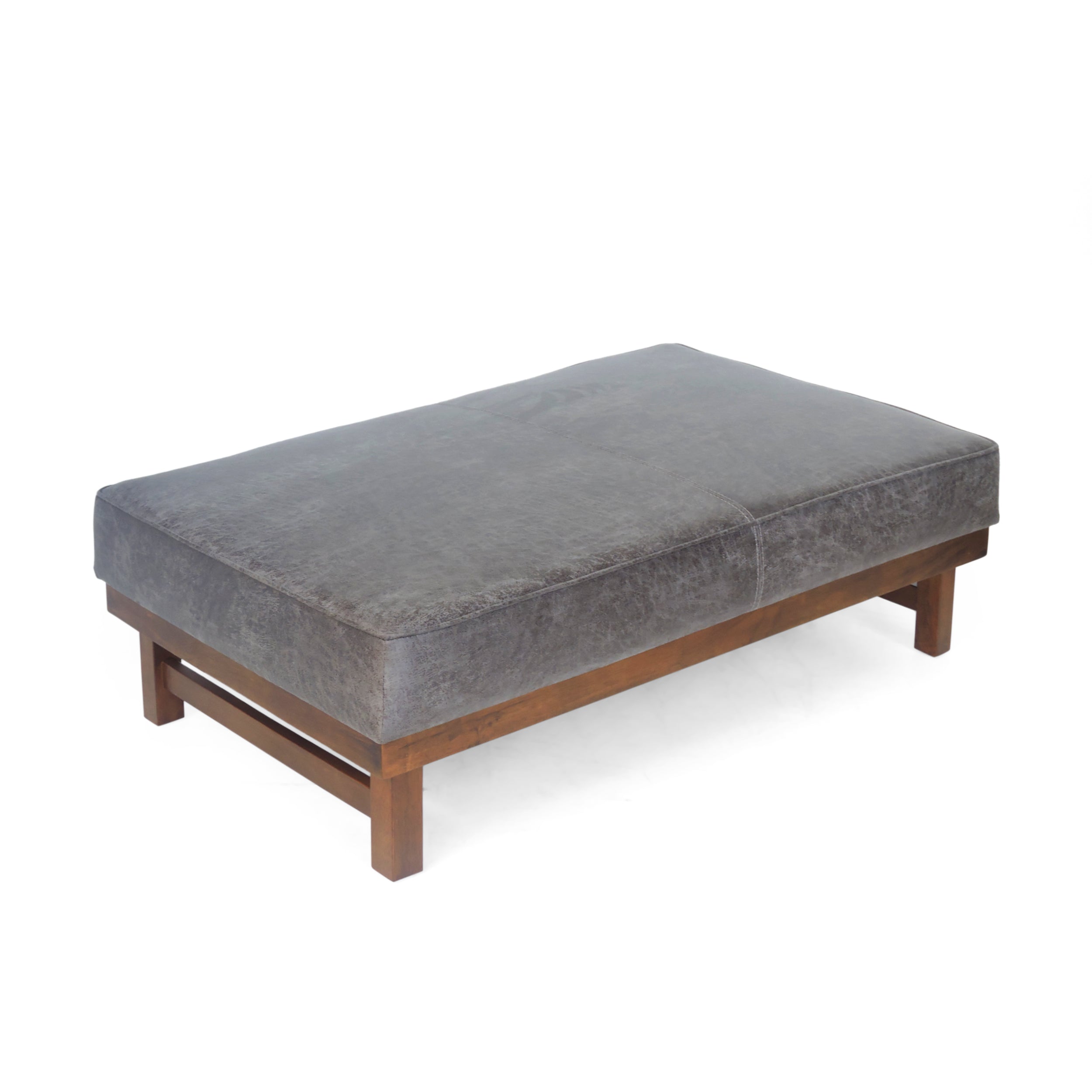 Temzyl Modern Microfiber Cocktail Ottoman with Wood Frame