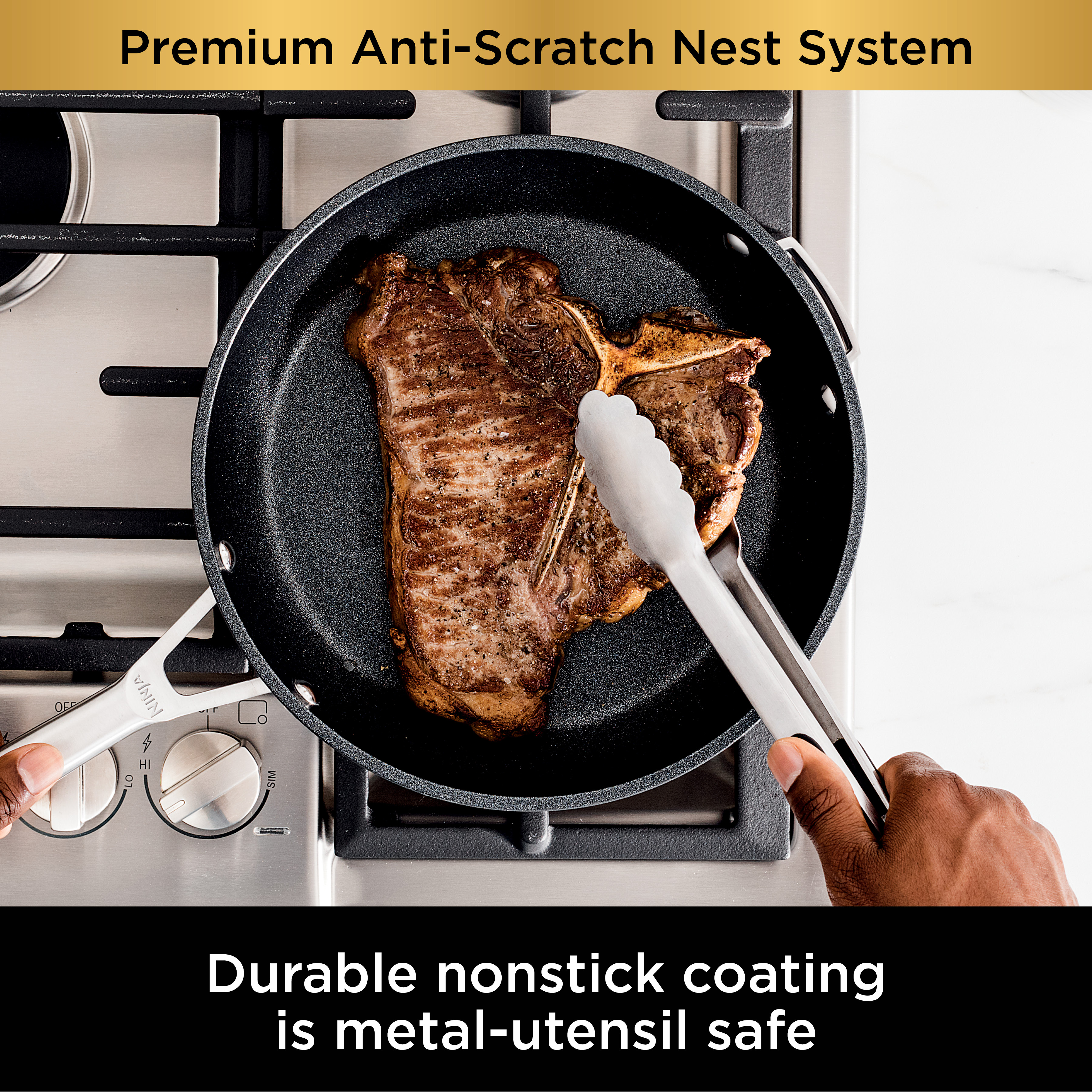 Ninja Foodi NeverStick Premium Anti-Scratch Nest System， 3-Piece Cookware Set C53000