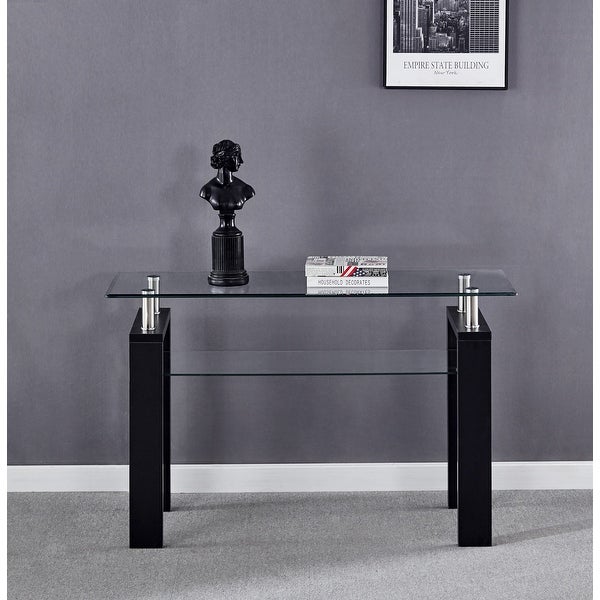 MDF Console Table， Tempered Glass Top， Modern Foyer Area Table