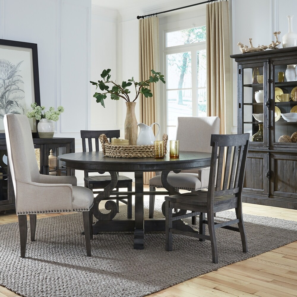 The Gray Barn Kornfeld 60 inch Round Dining Table   Peppercorn