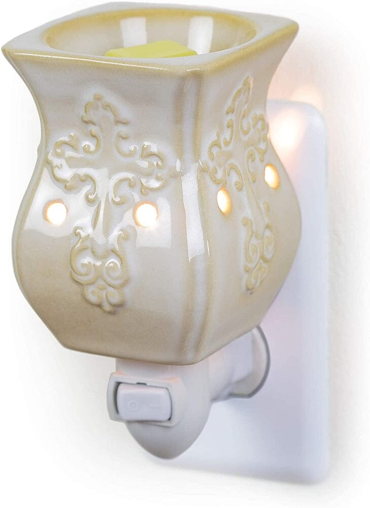 Plug-In Fragrance Wax Melt Warmer (Antique White Ceramic Accent)