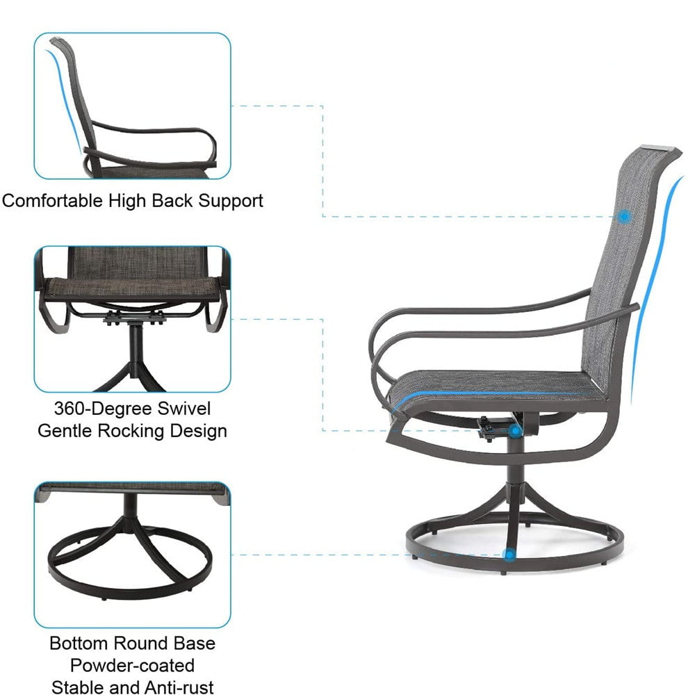 Sophia & William 2Pcs Patio Outdoor Dining Swivel Chairs Set with Brown Steel Frame