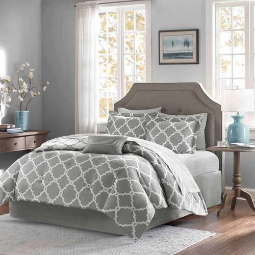 Home Essence Becker Reversible Bed in a Bag Bedding Set， Grey， Full