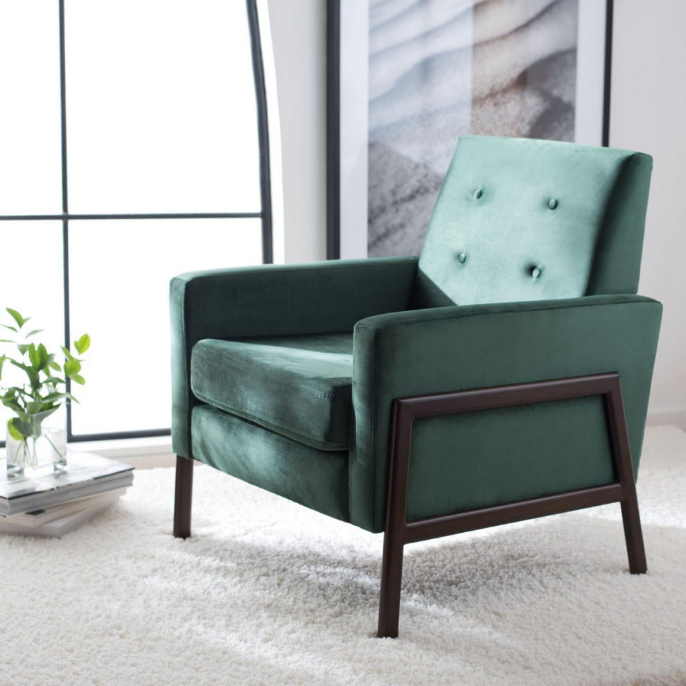 Donald Sofa Accent Chair Malachite Green Velvet   Midcentury   Armchairs And Accent Chairs   by V.S.D Furniture  Houzz