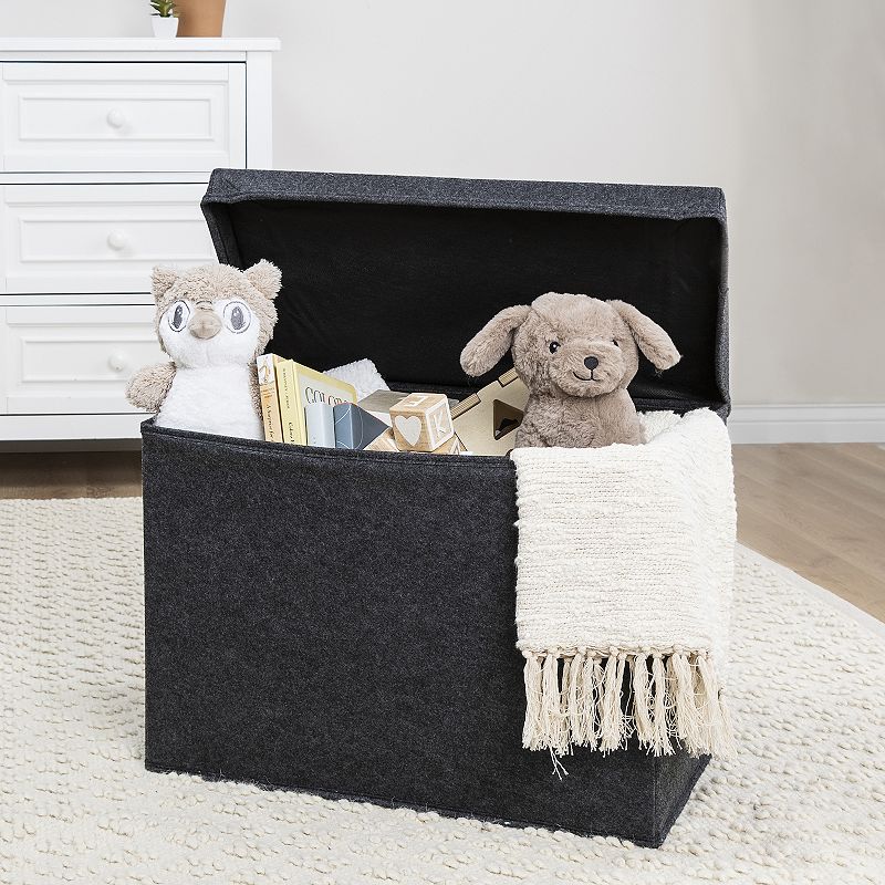 Sammy and Lou Charcoal Gray Solid Color Felt Toy Box