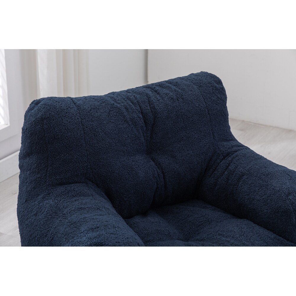 Modern Soft Tufted Foam Bean Bag Chair with Teddy Fabric