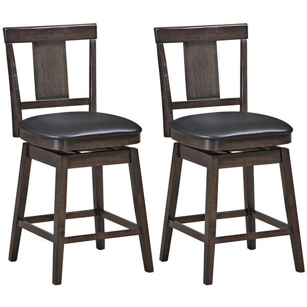 1PC/2PCS/3PCS/4PCS Swivel Bar Stool 24 inch Upholstered Counter Height - Dark Grey