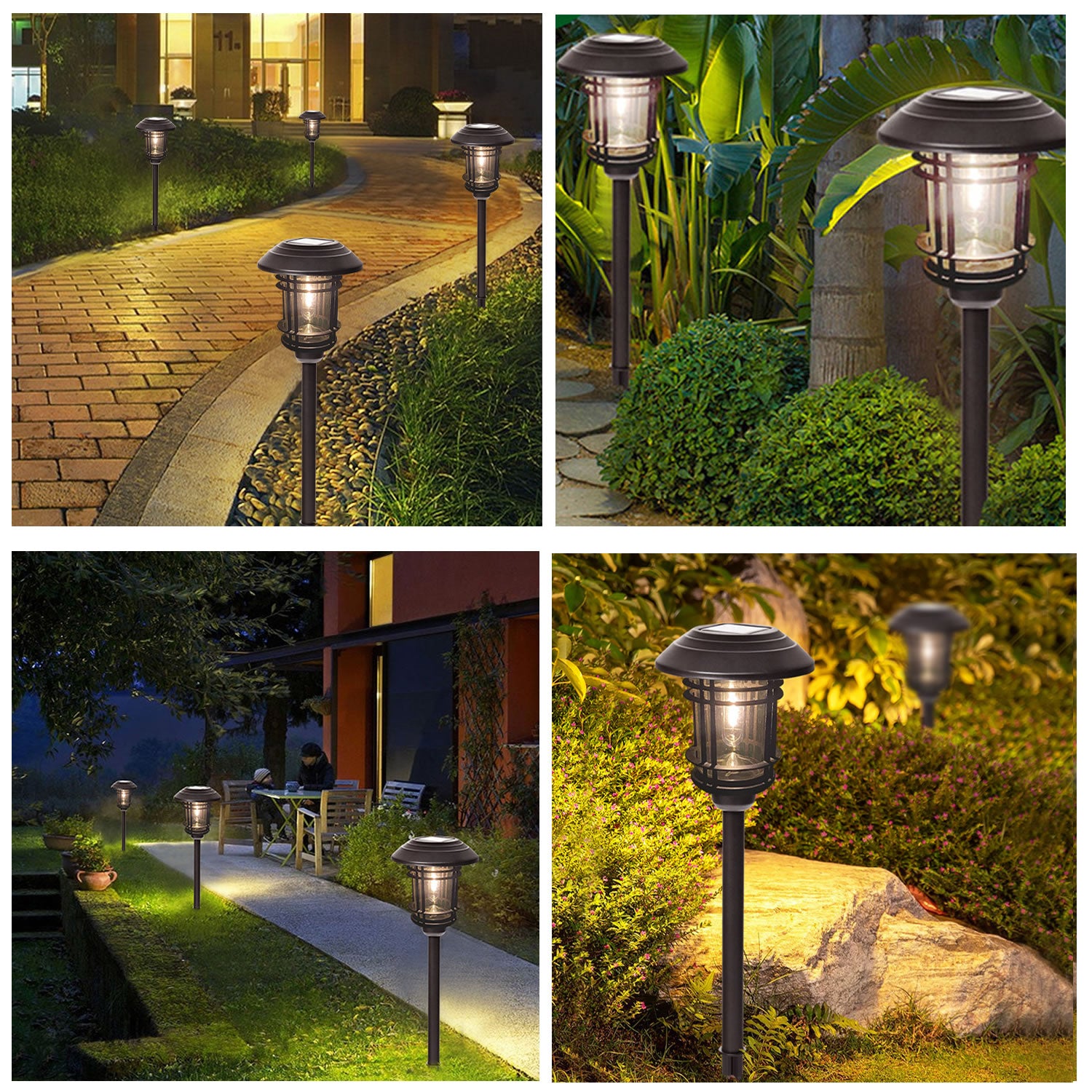 Solar Pathway Lights 2 Pack， Outdoor Garden Landscape Lights Waterproof Auto On/Off Stainless Steel Glass for Yard Patio Driveway - Warm White