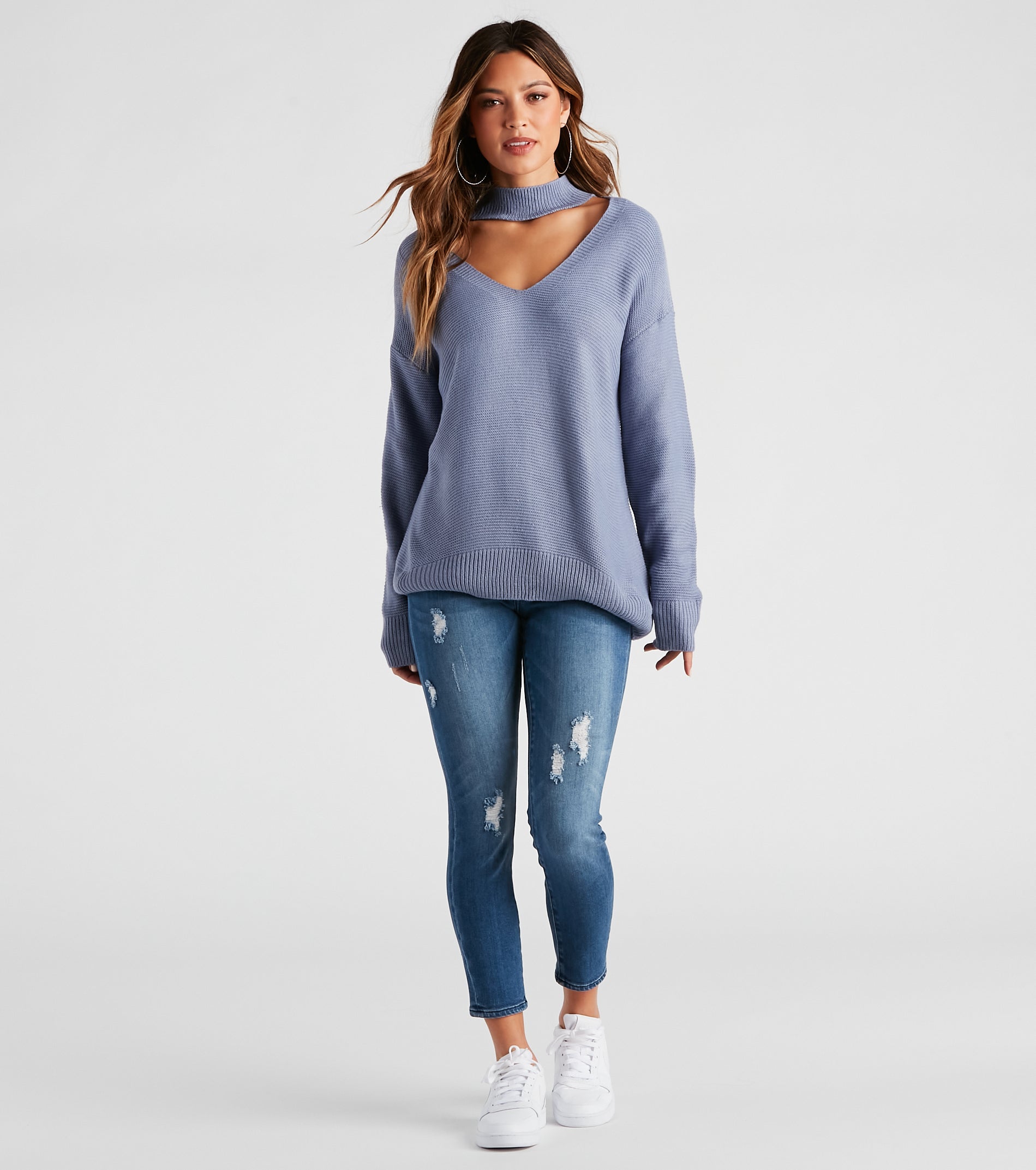 Keeping Knit Chic Mock Neck Sweater