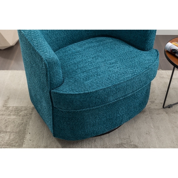 Swivel Barrel Chair Leisure Arm Chair Swivel Barrel Chair Round Accent Sofa Lounge Armchair for Livingroom， Lake Blue