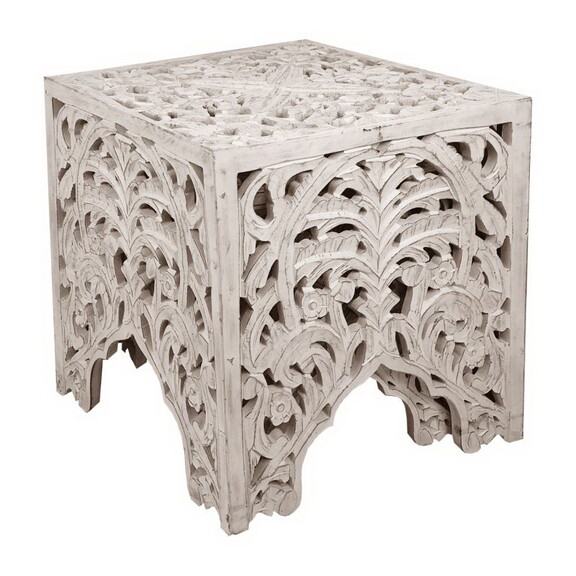 Wooden End Table with Floral Cut Out Design  Set o...