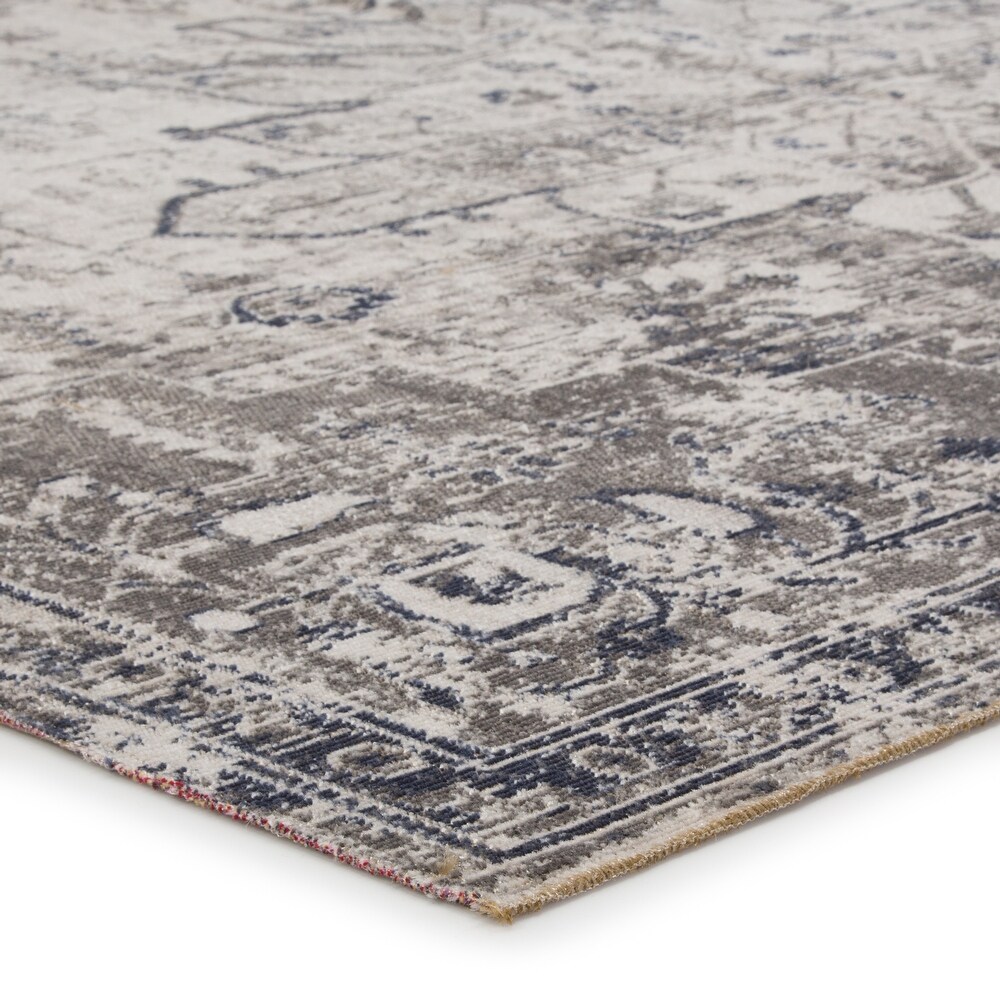 The Gray Barn Whitfield Grey and Ivory Medallion Runner Rug