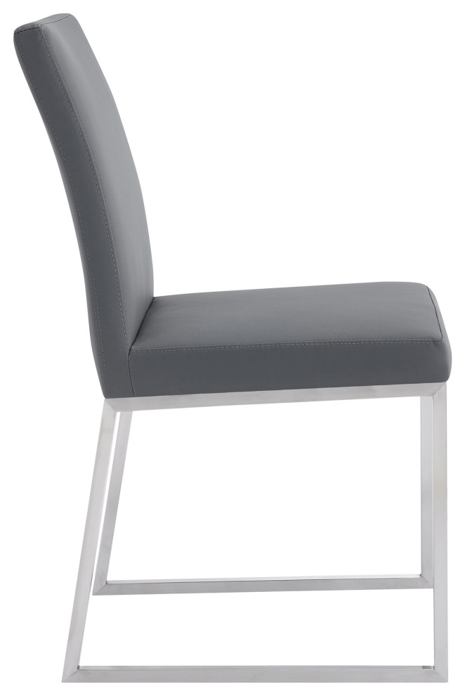 Trevor Contemporary Dining Chair in Brushed Stainless Steel and Grey Faux Leathe   Contemporary   Dining Chairs   by Homesquare  Houzz