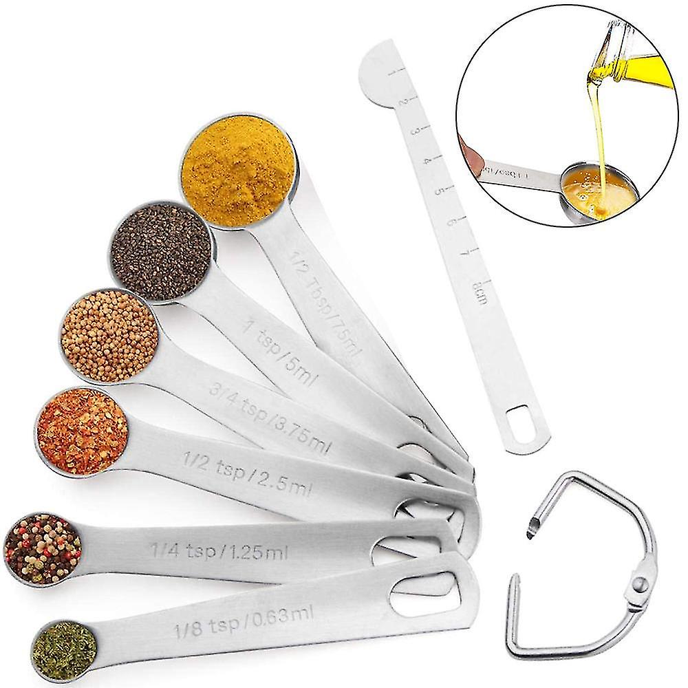 Measuring Spoons Set Of 7 With Engraved Marking Ruler Compatible With Measuring