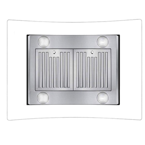 36 in. 700 CFM Ducted Island Range Hood in Silver with LED Lights and Fan