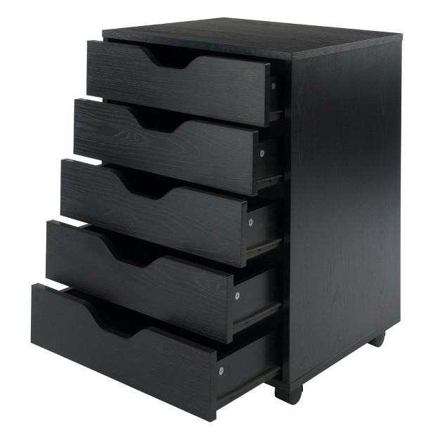 Halifax 5 Drawer Cabinet With Casters Black Winsome