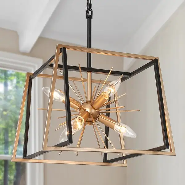 Modern Farmhouse 6/12-Light Black Gold Sputnik Chandelier Geometric Island Lights for Kitchen Shopping - The Best Deals on Chandeliers