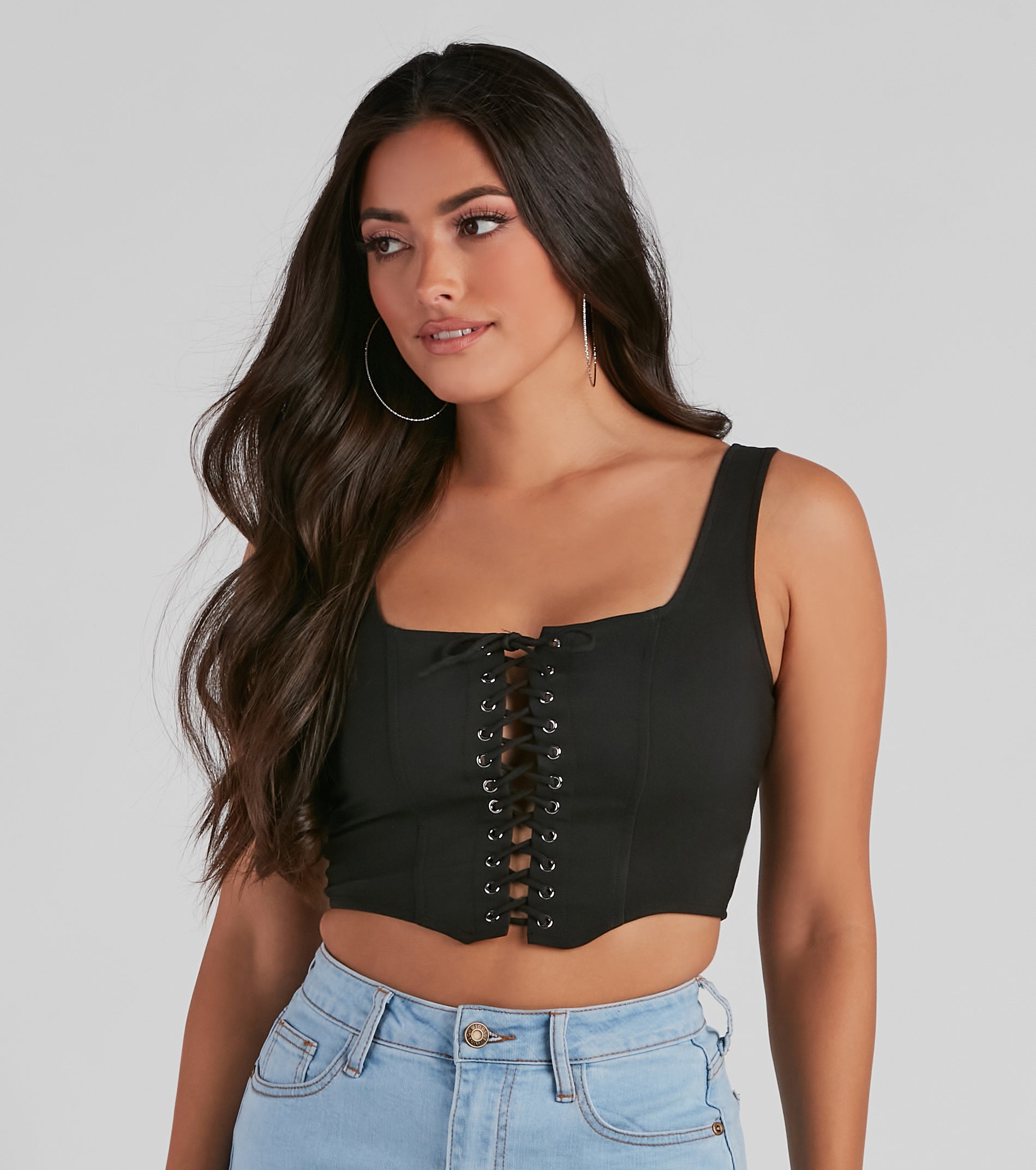 All Day Play Lace-Up Tank Crop Top