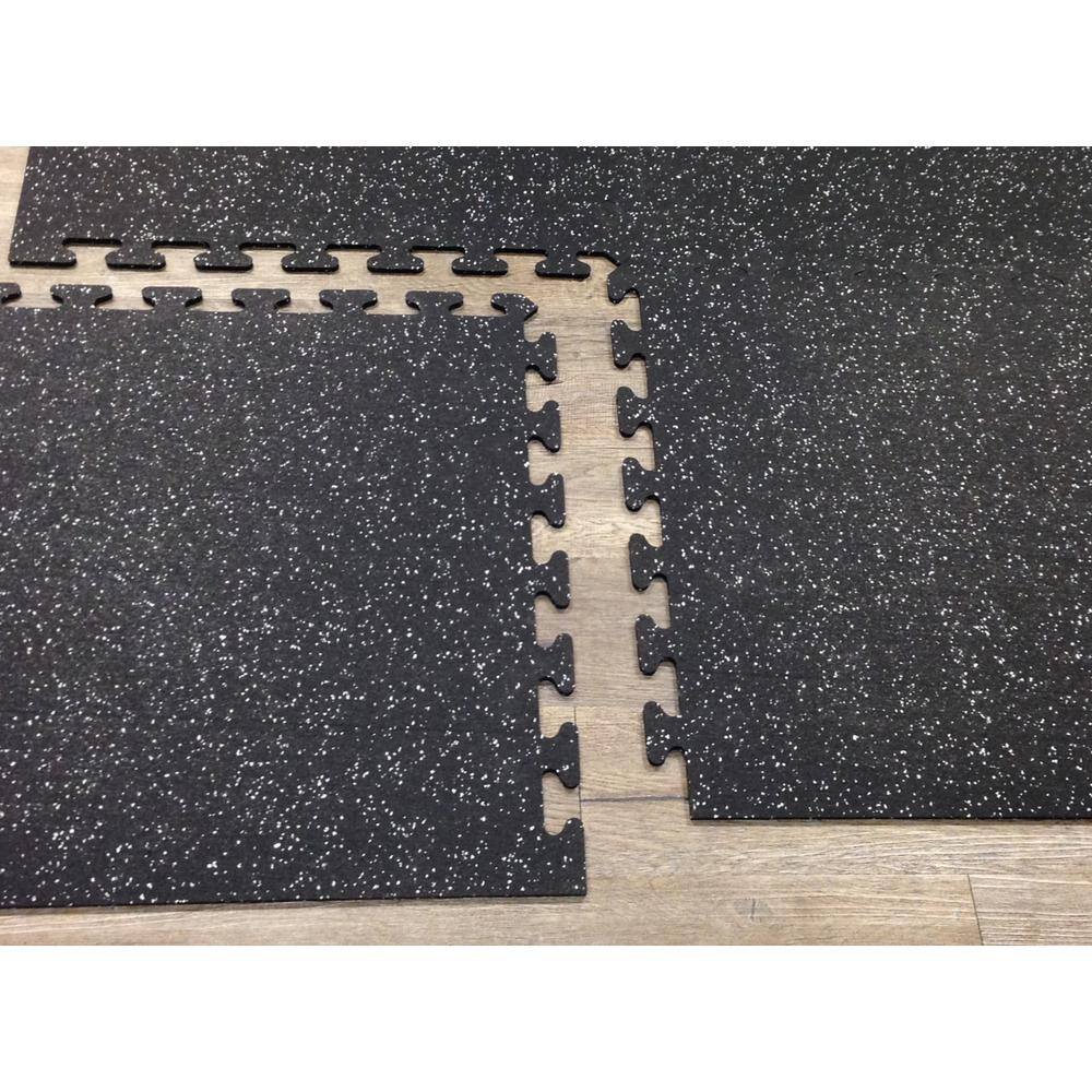 Black with Gray Speck 24 in. x 24 in. Finished Side Recycled Rubber Floor Tile (16 sq. ft. case) EZFLEXSDBG