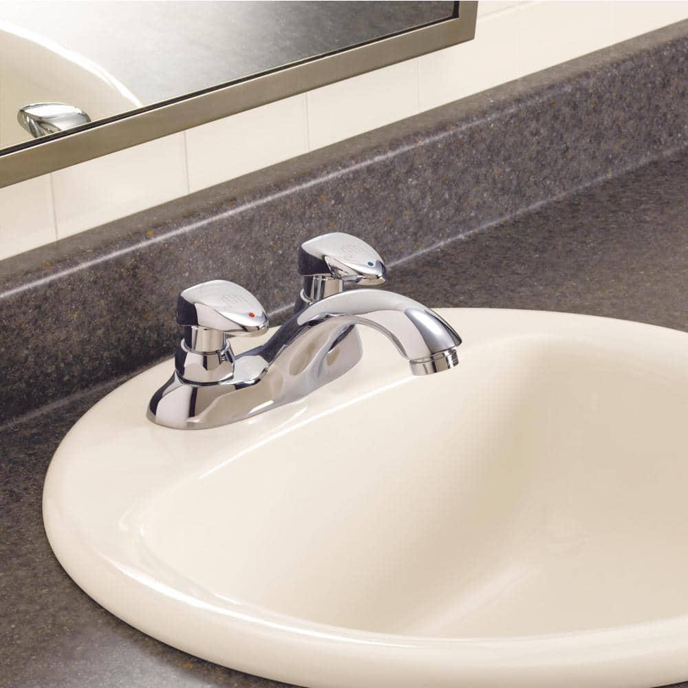 Delta Commercial 4 in Centerset 2Handle Bathroom Faucet in Chrome with VandalResistant Handle Actuator