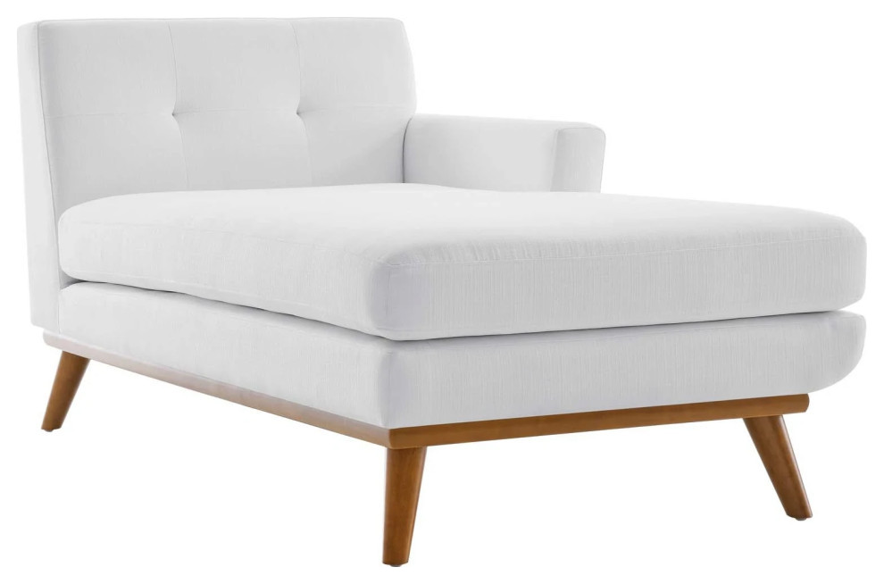 Gianni White Right  Facing Upholstered Fabric Chaise   Midcentury   Indoor Chaise Lounge Chairs   by V.S.D Furniture  Houzz