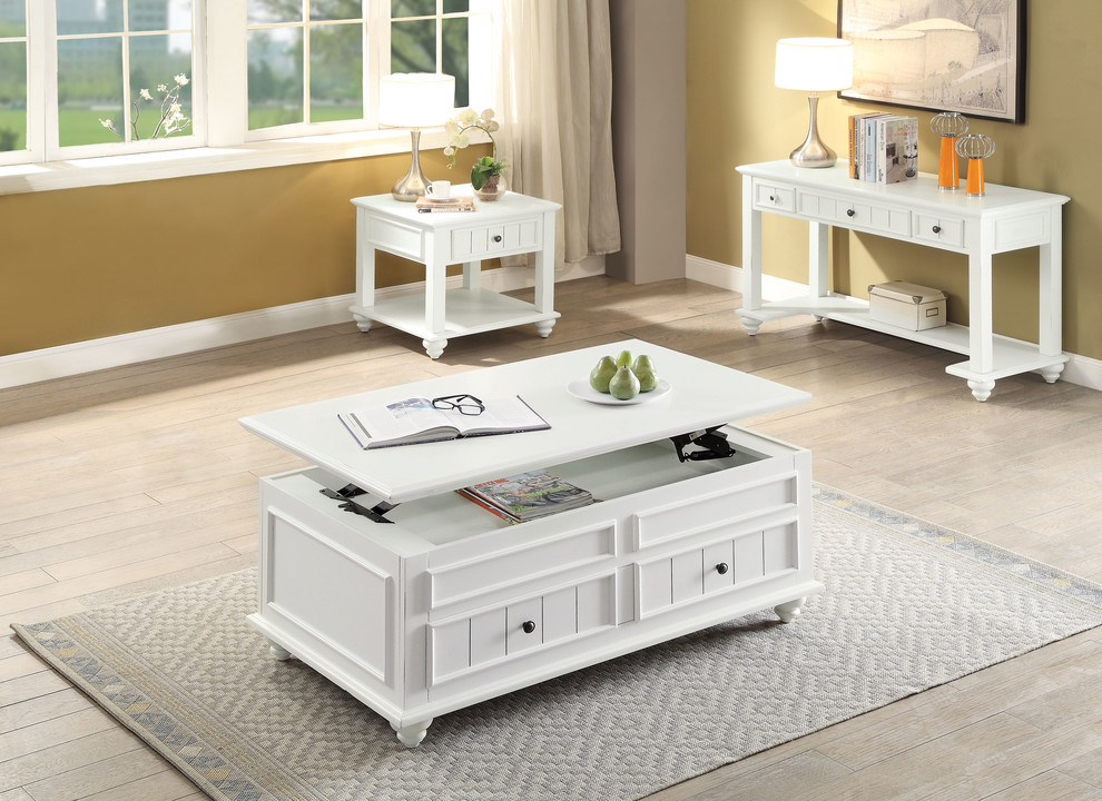 Natesa Coffee Table With Lift Top  White Washed   Traditional   Coffee Tables   by Acme Furniture  Houzz