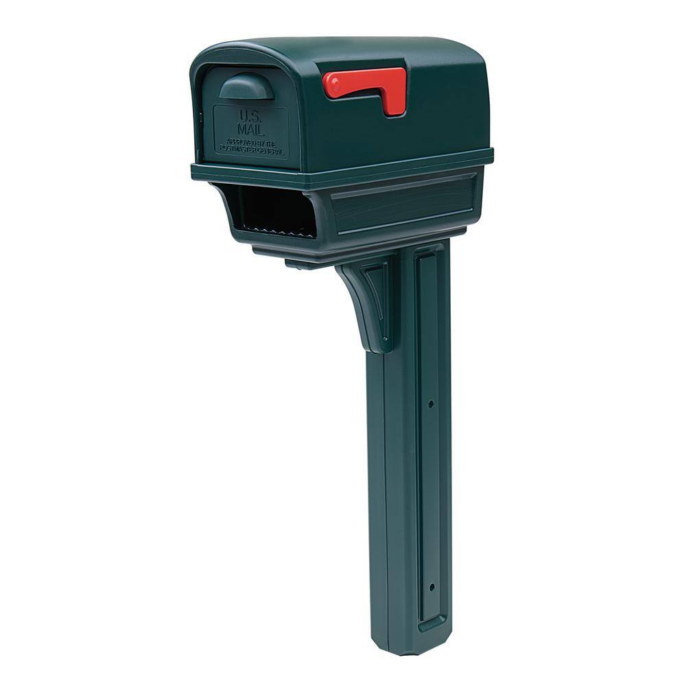 Gibraltar Mailboxes Gentry Green Medium Plastic All-in-One Mailbox and Post Combo GGC1G0000