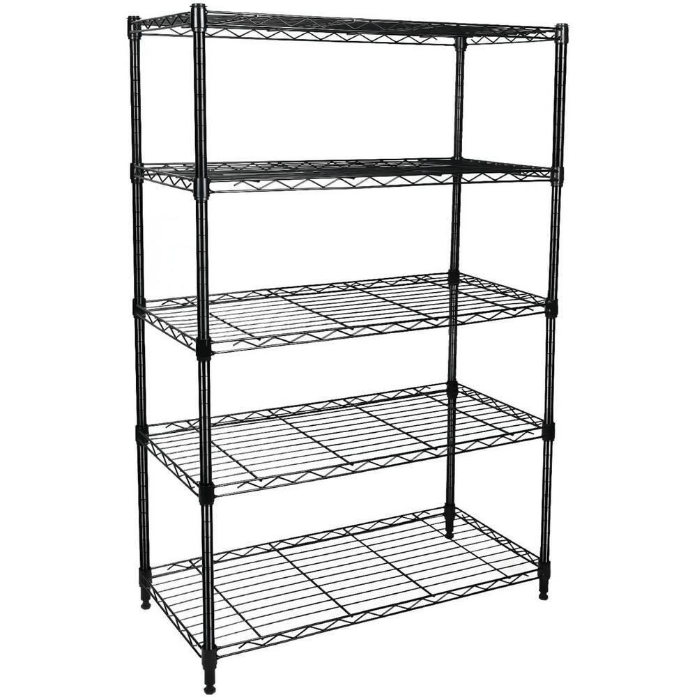 ZACHVO 5-Tier Black Boltless Welded Steel Garage Storage Shelving (29 in. W x 61 in. H x 14 in. D) HDB07R9MQMSPDM