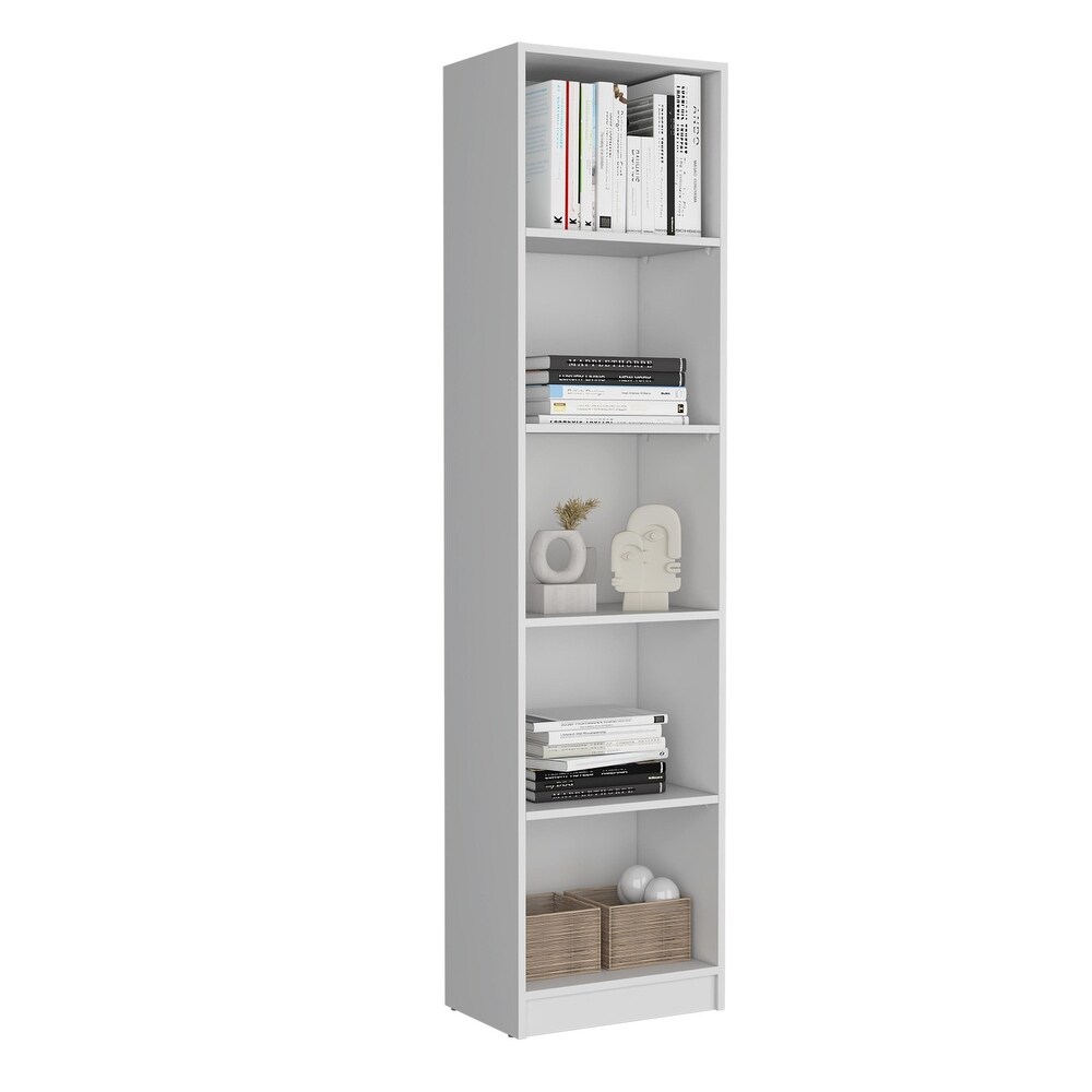 Kenyon Tall 5 Shelf Narrow and Cabinet Bookcase Set of 2