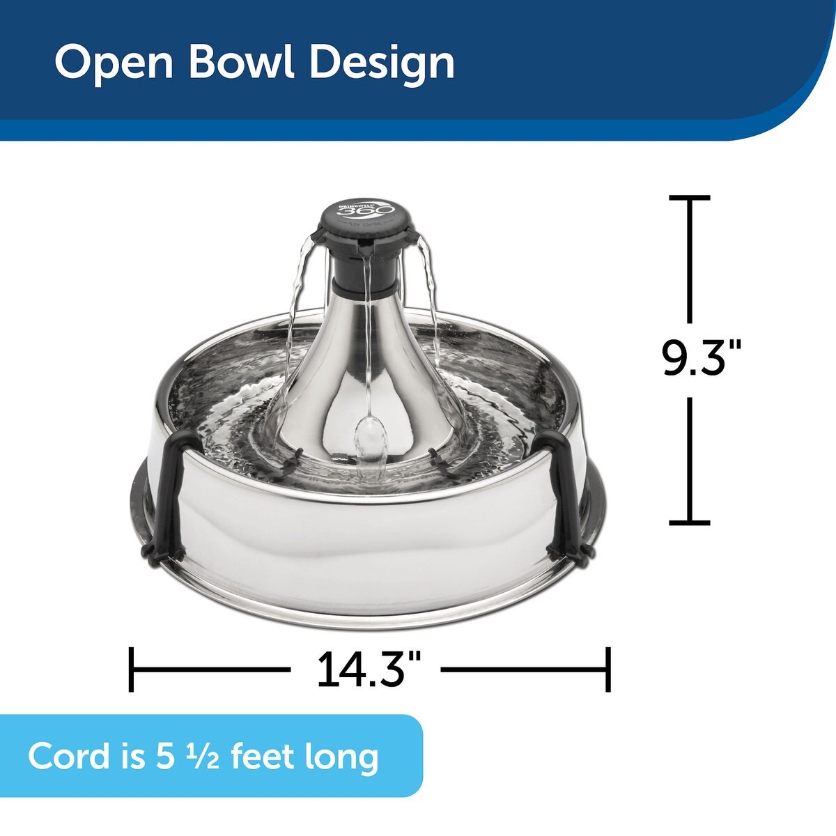 PetSafe Drinkwell 360 Stainless Steel Cat and Dog Water Fountain， 128-oz