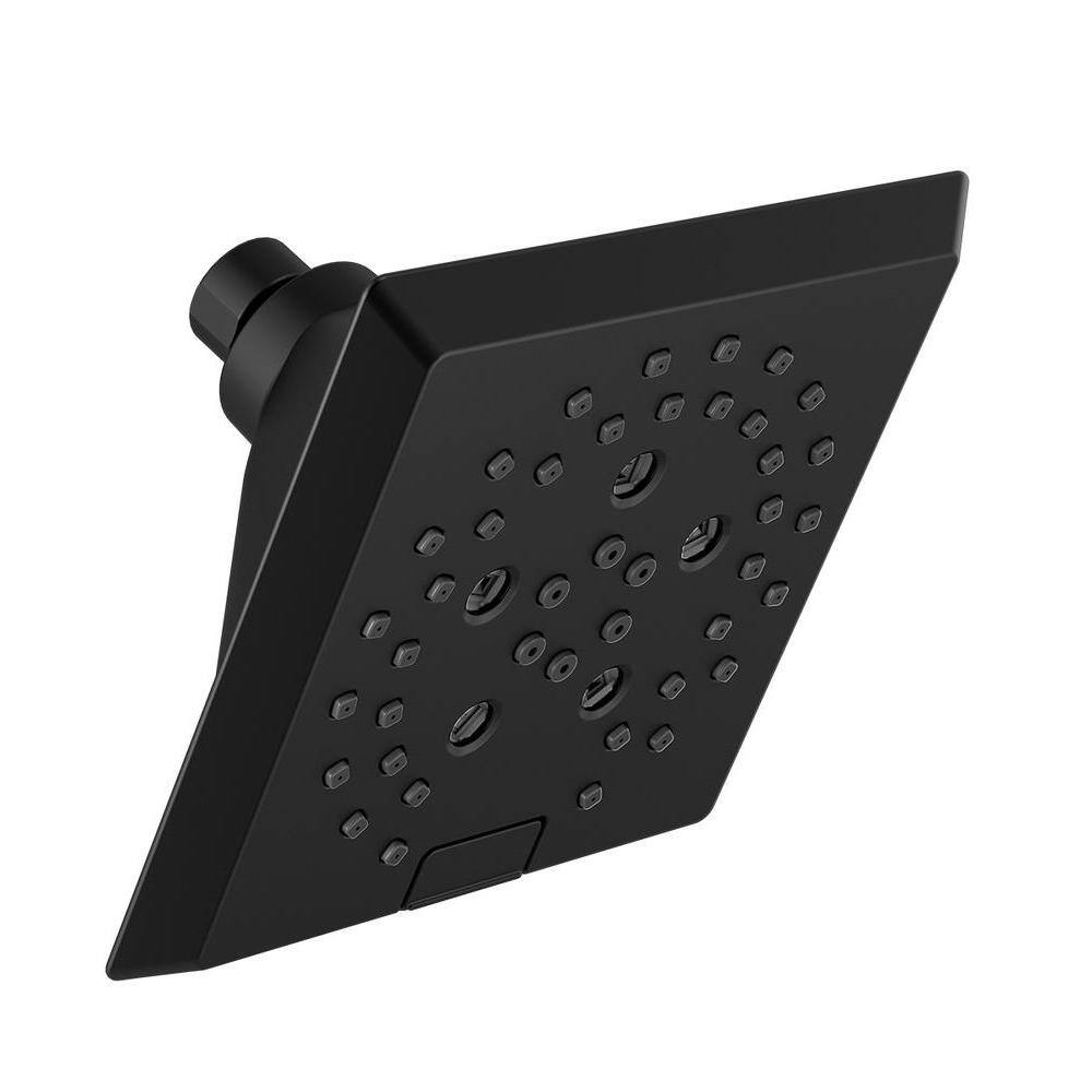 Delta Pivotal 5-Spray Patterns 1.75 GPM 5.81 in. Wall Mount Fixed Shower Head with H2Okinetic in Matte Black 52664-BL