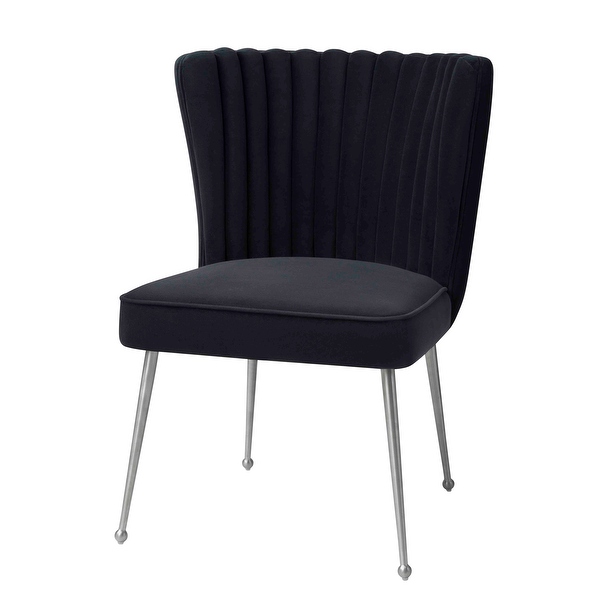 Sansa Velvet Upholstered Dining Accent Chair with Brushed Angled Legs