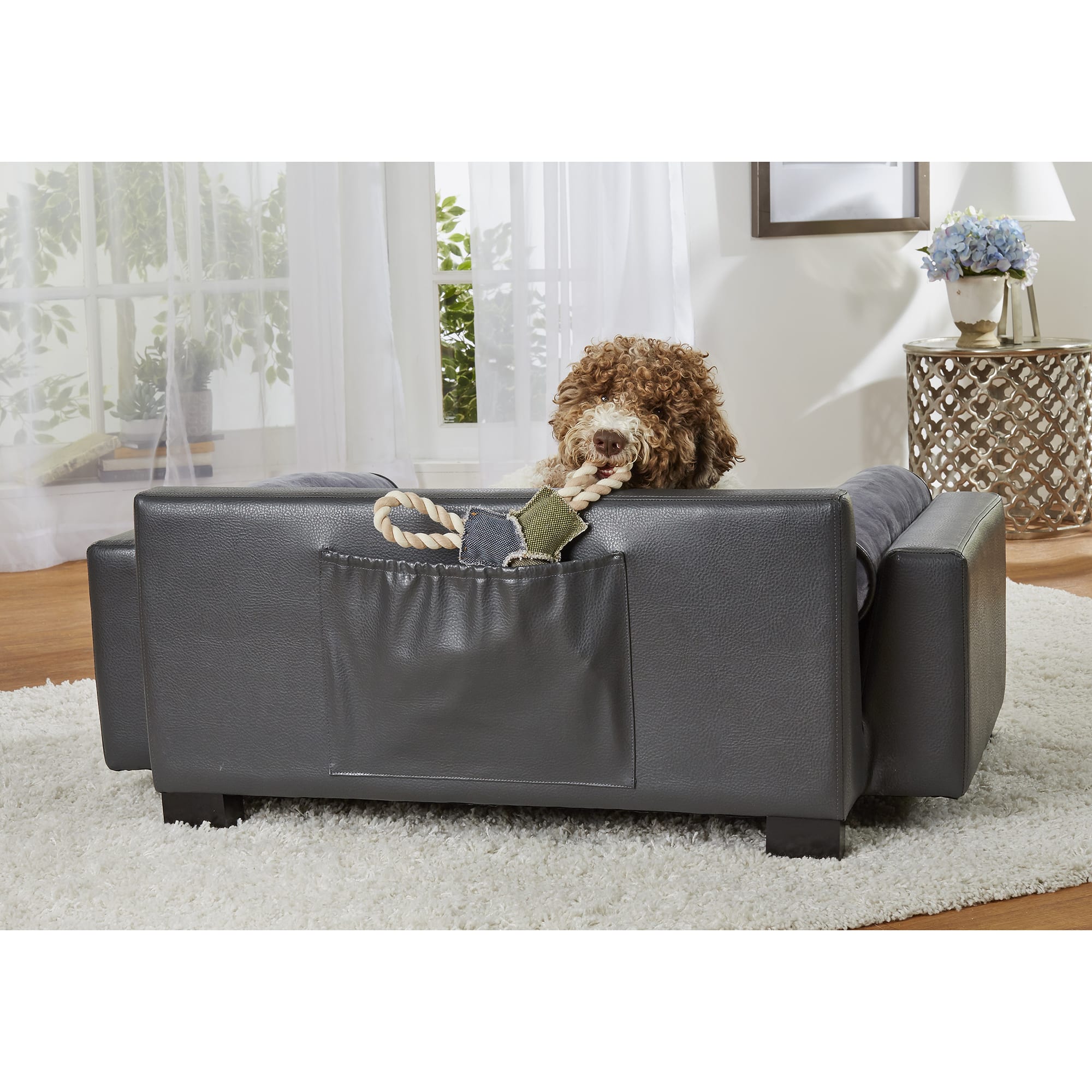 Enchanted Home Pet Skylar Dark Grey Sofa for Dog， 42