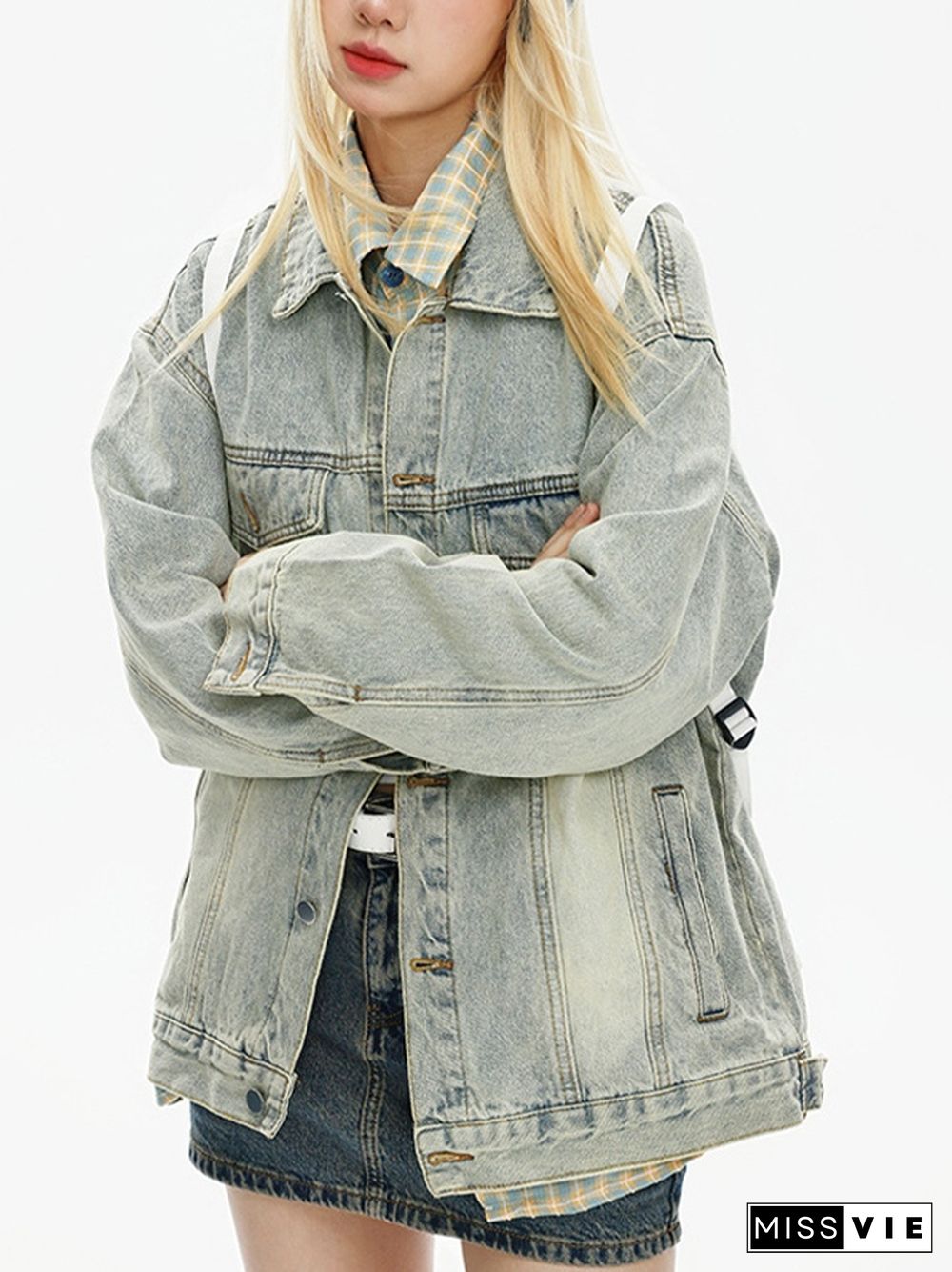 Vintage Washed Distressed Denim Jacket