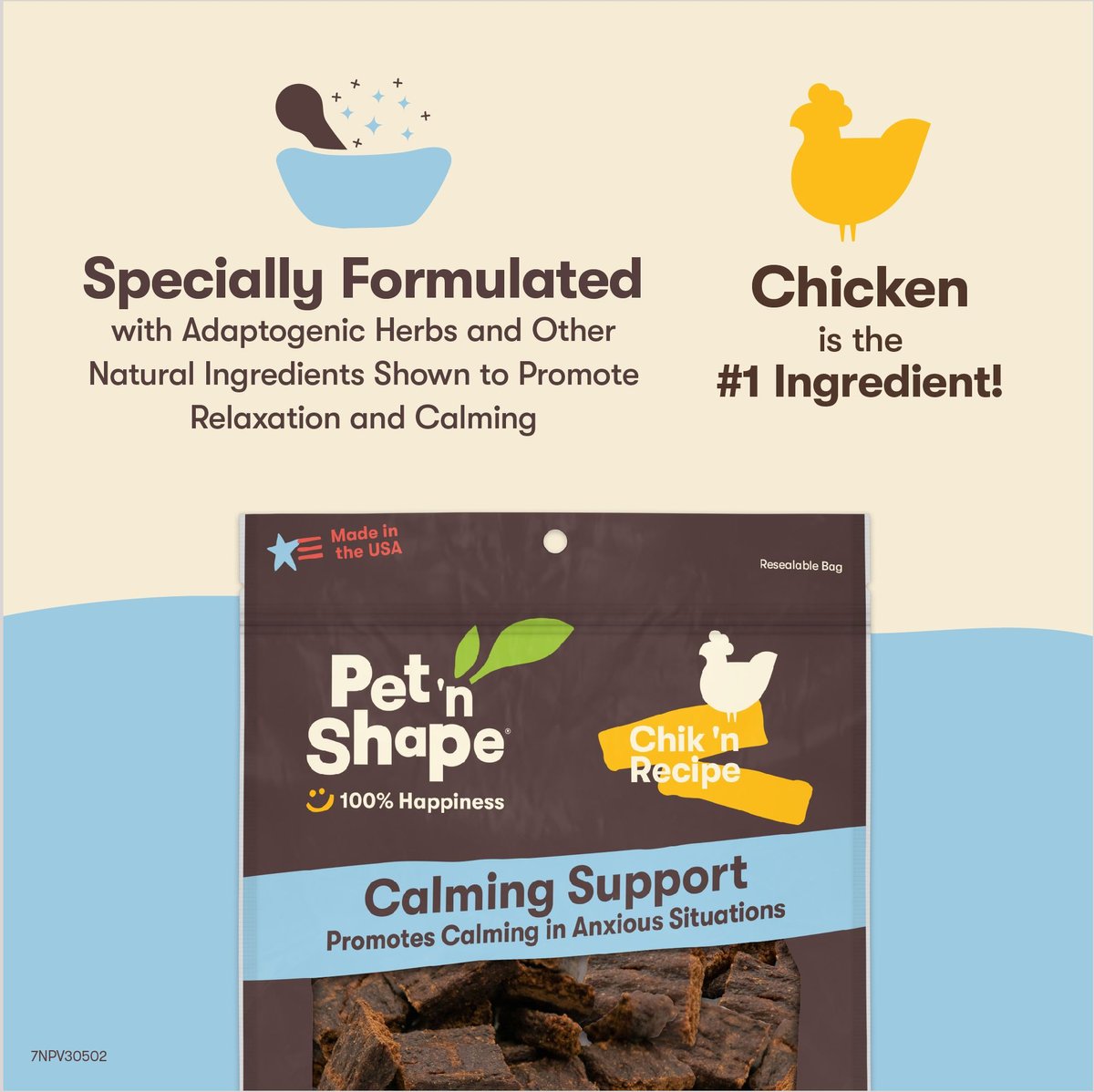 Pet 'n Shape Chik 'n Recipe Calming Support Dog Treats， 12-oz bag