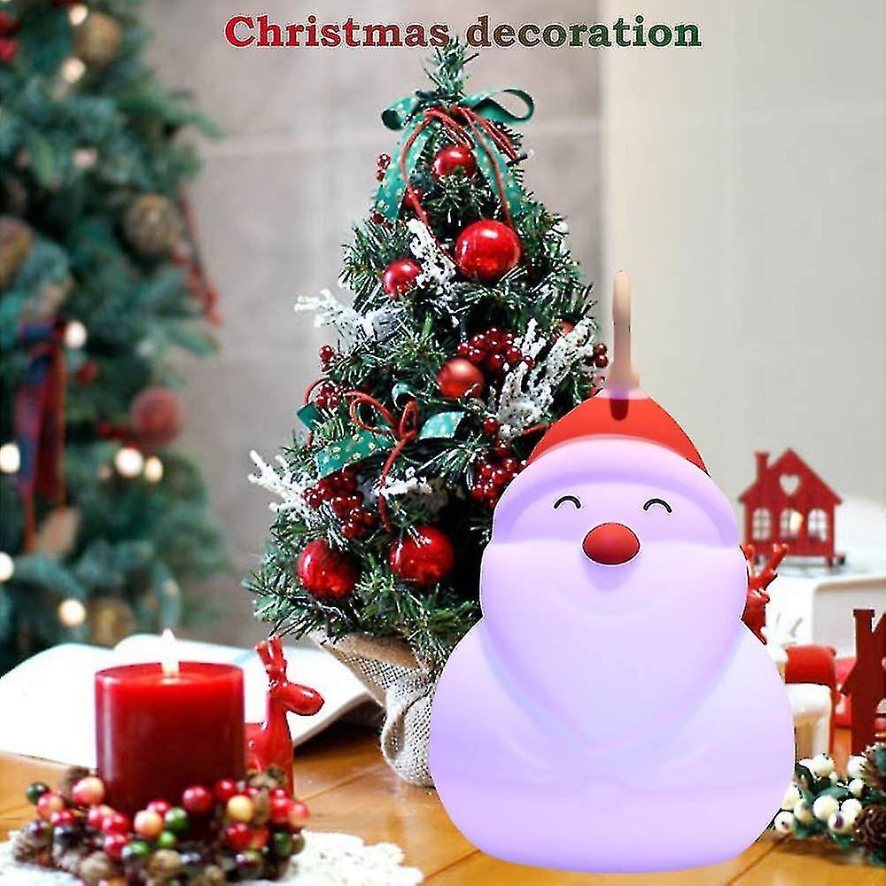 Santa Claus Night Light， Tap And Remote Control Led Christmas Lights 7 Color Modes Rechargeable Sili