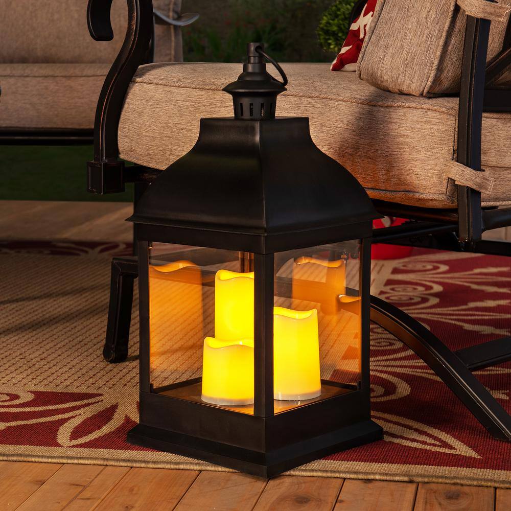 Sunjoy Osborne 20 in. Classic Black Outdoor Battery Powered Lantern D201007407