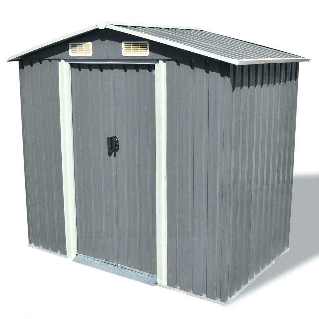 Garden Storage Shed Gray Metal 80.3"x52"x73.2"