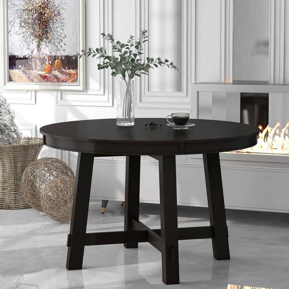 Round Extendable Wood Kitchen Dining Table with 16\