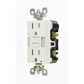 Leviton 15 Amp Self-Test SmartlockPro Combo Duplex Guide Light and Tamper Resistant GFCI Outlet White R92-GFNL1-00W