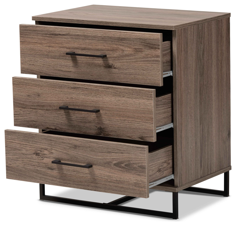 Daxton Modern and Contemporary Rustic Oak Finished Wood 3 Drawer Storage Chest   Transitional   Accent Chests And Cabinets   by GwG Outlet  Houzz