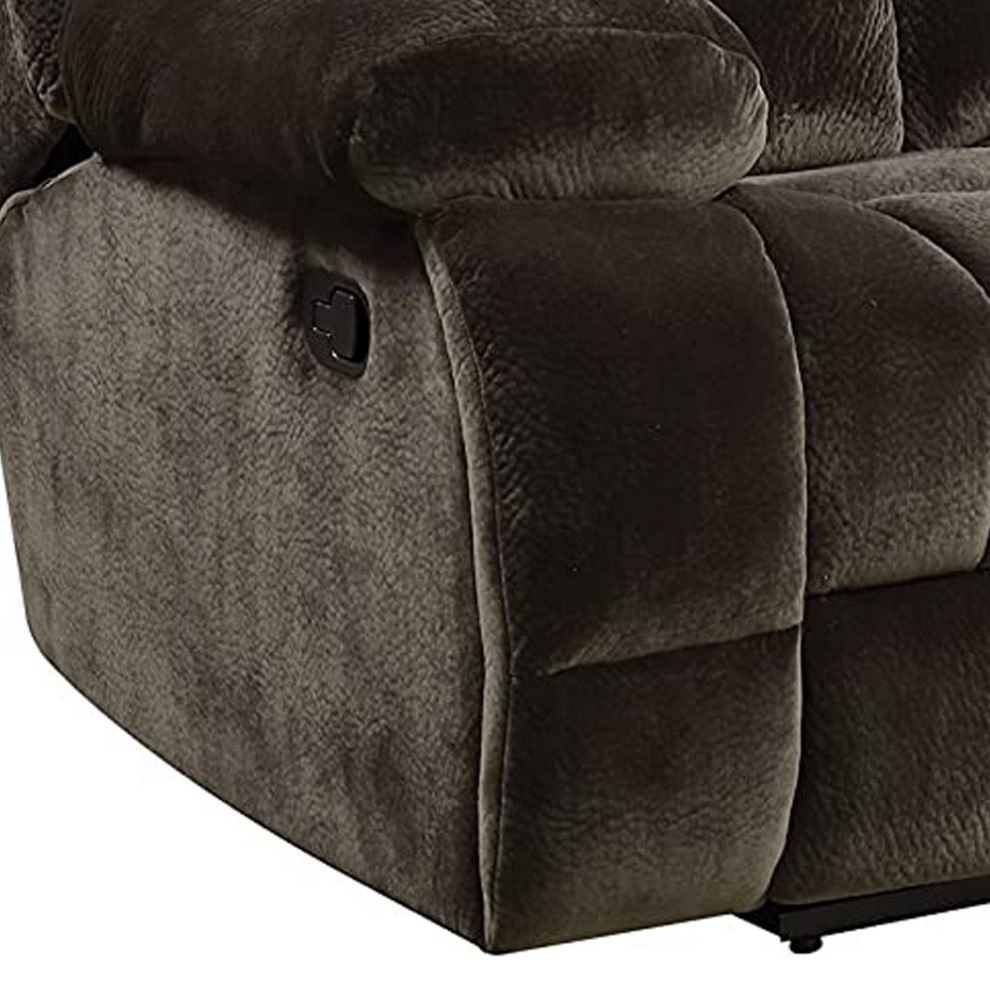 Benzara BM263110 Glider Recliner Sofa  Fabric Upholstery and Cup Holders  Brown   Transitional   Sofas   by Uber Bazaar  Houzz