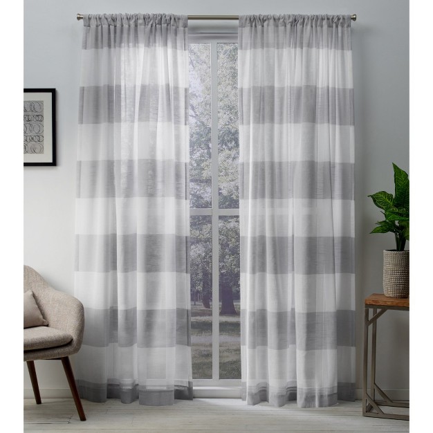 Set Of 2 Darma Rod Pocket Light Filtering Window Curtain Panels Exclusive Home