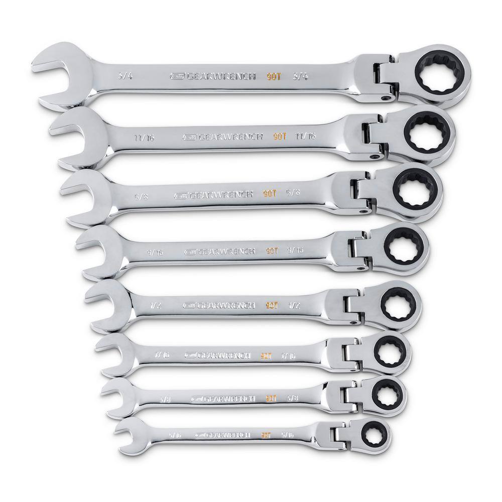 GEARWRENCH Flex Head Combination Ratcheting Wrench Set SAEMM (16-Piece) 8679495COMBO